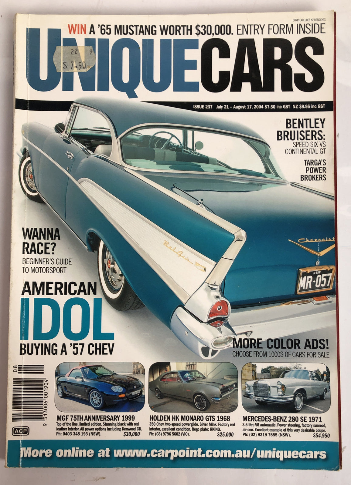 Unique Cars Issue 237 2004 Vintage Magazine In Good Condition