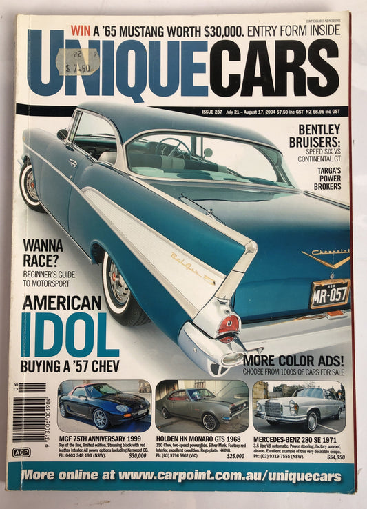Unique Cars Issue 237 2004 Vintage Magazine In Good Condition
