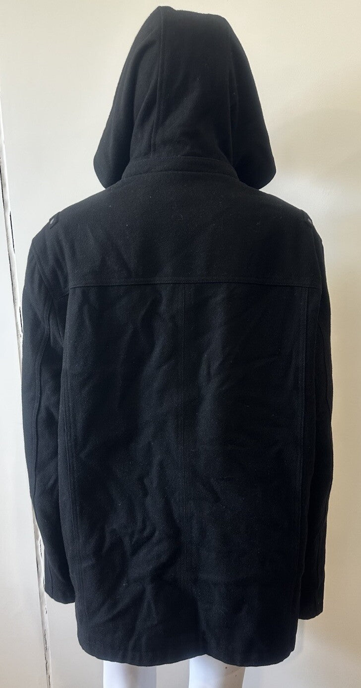 GUESS Men's Black Coat Jacket Giubbotto Jacket Size XL - Good Condition 3434