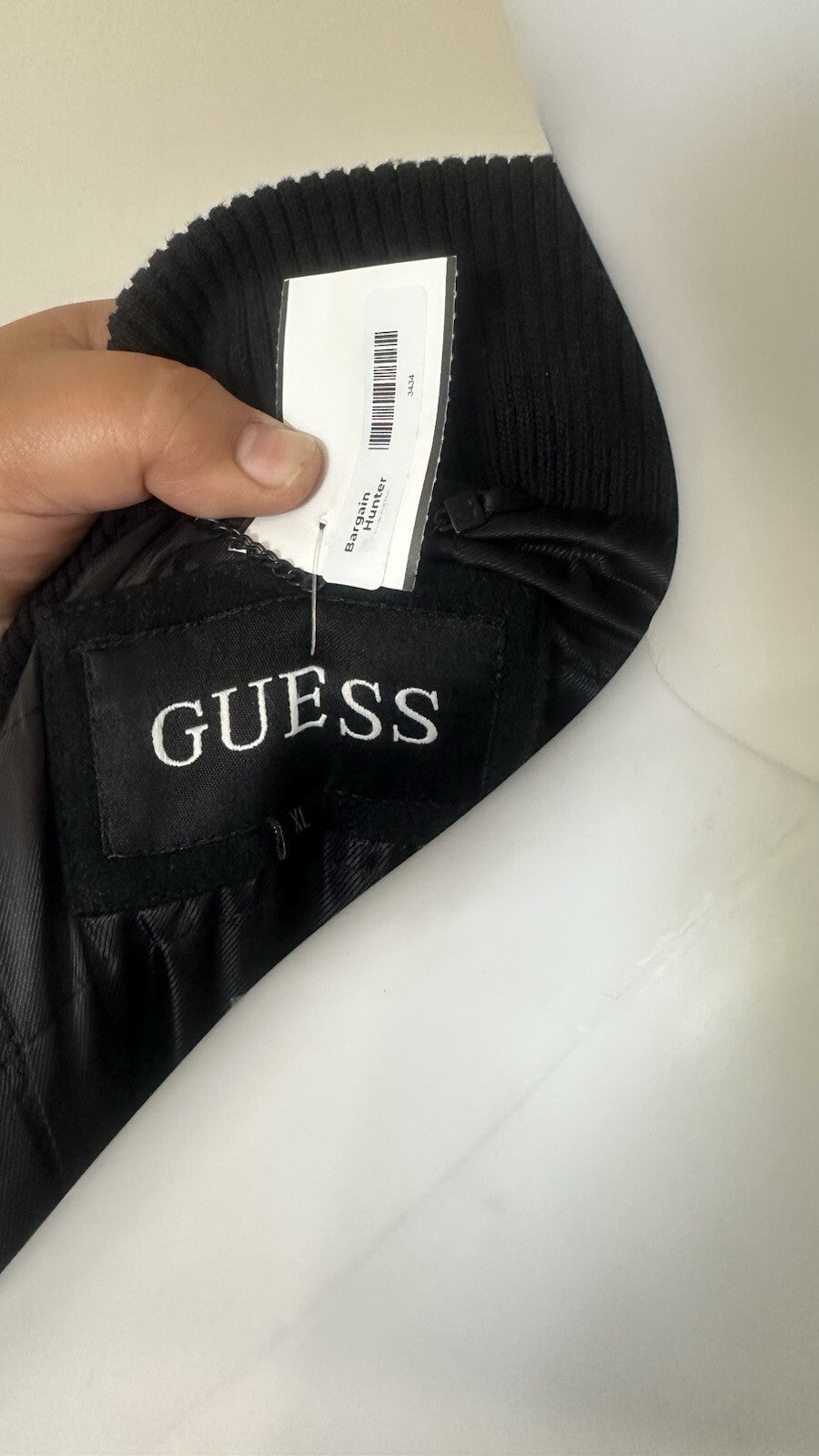 GUESS Men's Black Coat Jacket Giubbotto Jacket Size XL - Good Condition 3434