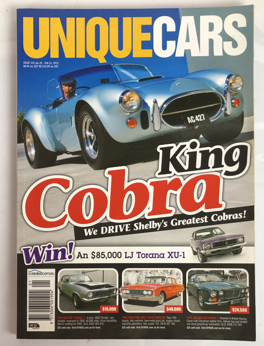 Unique Cars Issue 333 2012 Vintage Magazine In Good Condition