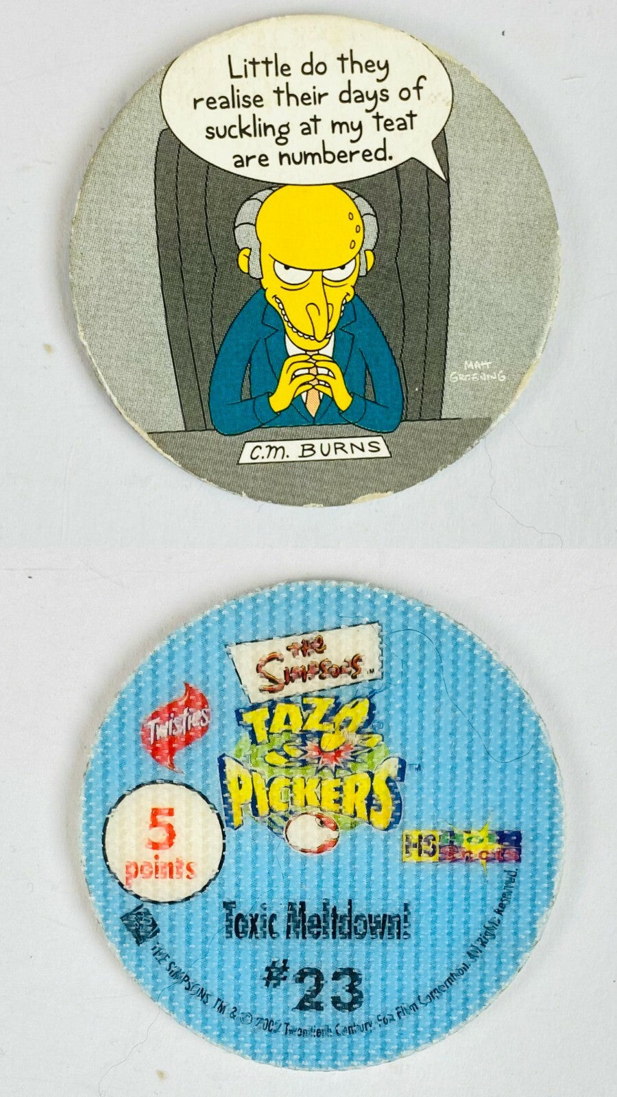 2002 The Simpsons Pickers Tazo Twisties Collectables In Good Condition