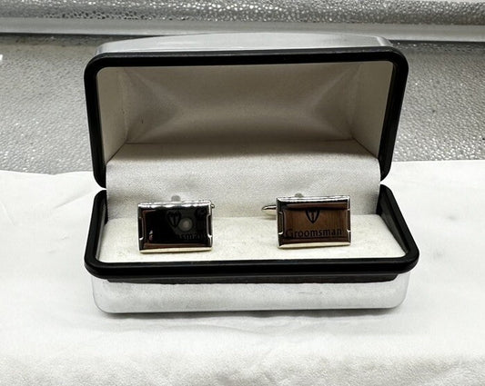 Cufflinks Silver Colour Cuff Links Bridal Groomsman In Good Condition 2847