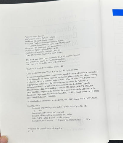Advanced Engineering Mathematics 8th Edition - Erwin Kreyszig - Textbook 8656