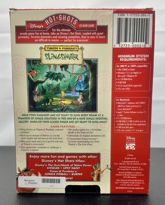 Timon & Pumbaa's Sling Shooter PC Game In Good Condition 8161