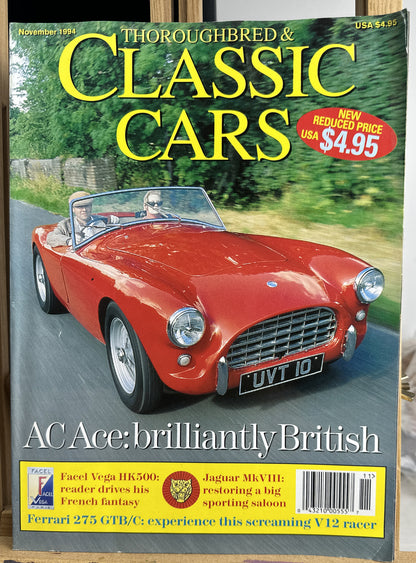 Thoroughbred & Classic Cars November 1994 Magazine In Good Condition