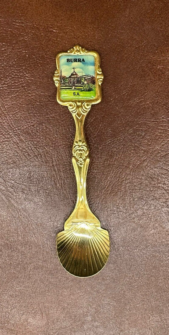 Souvenir Spoon Burra South Australia, Gold plated In OK Condition