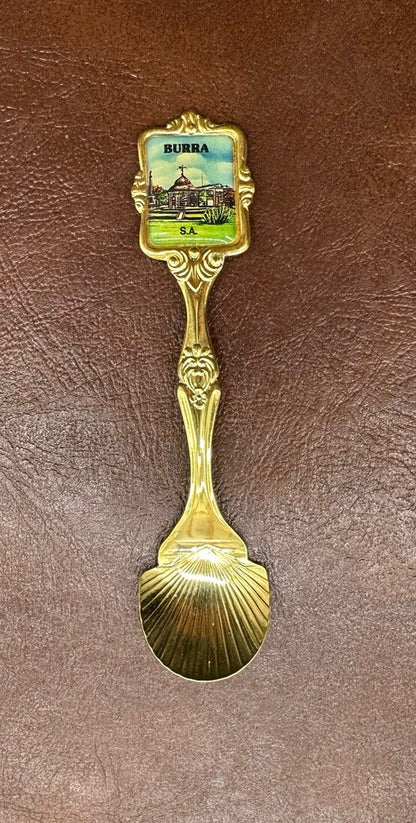 Souvenir Spoon Burra South Australia, Gold plated In OK Condition