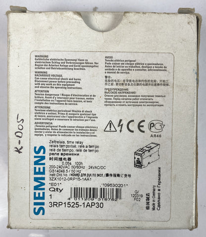 Siemens Sirius 3R Time Relay 3RP1525-1AP30 #08A36 Brand New In Packaging