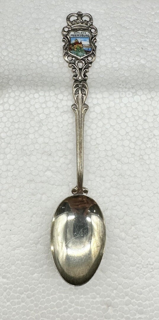Souvenir Spoon Schloss Meersburg Germany , silver plated In OK Condition