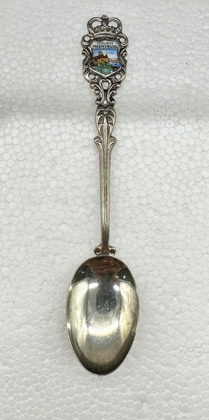 Souvenir Spoon Schloss Meersburg Germany , silver plated In OK Condition