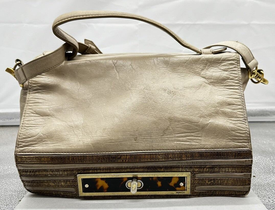 Mimco Brown Leather turnlock Bag In OK Condition