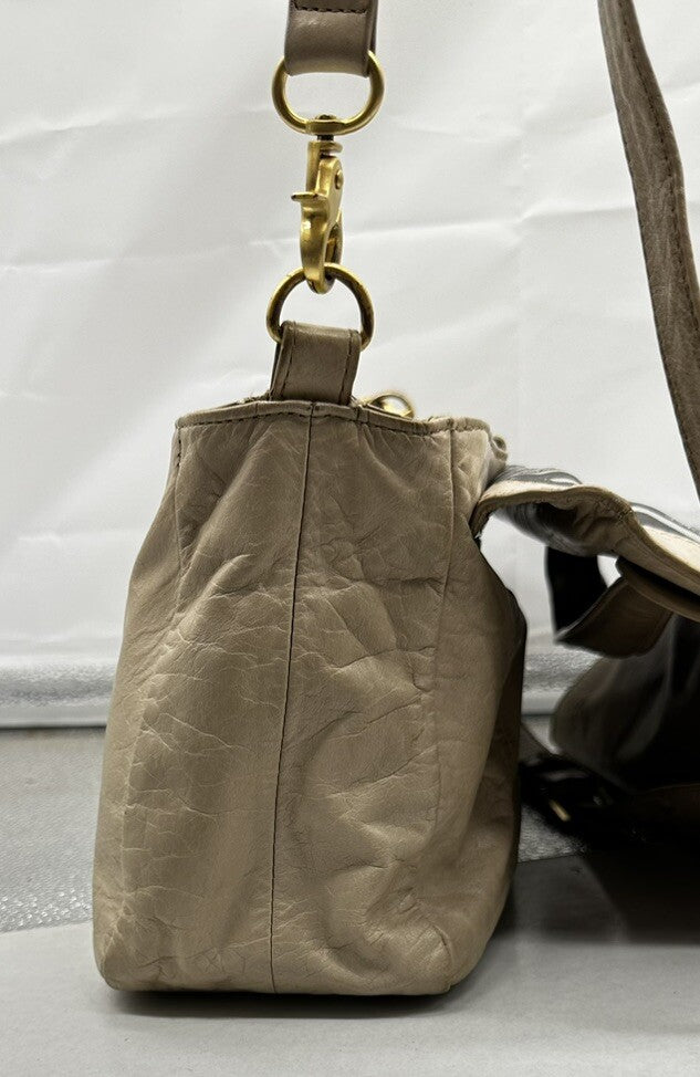 Mimco Brown Leather turnlock Bag In OK Condition