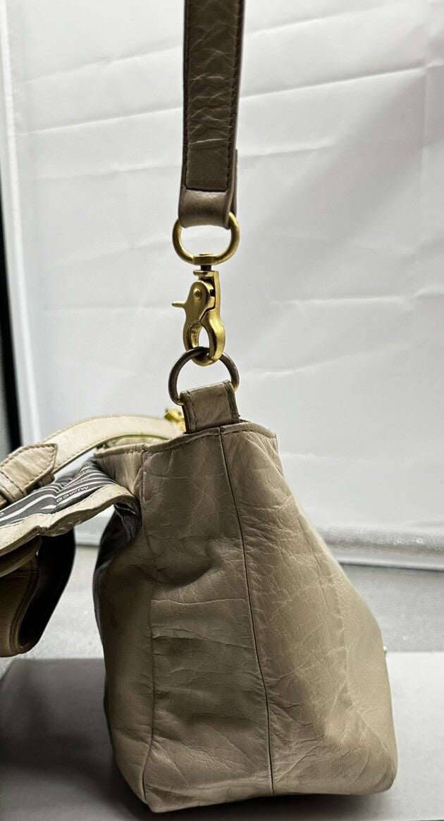 Mimco Brown Leather turnlock Bag In OK Condition