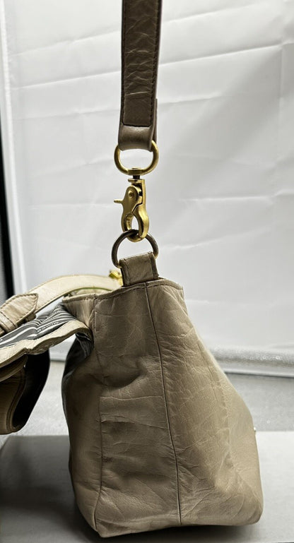 Mimco Brown Leather turnlock Bag In OK Condition
