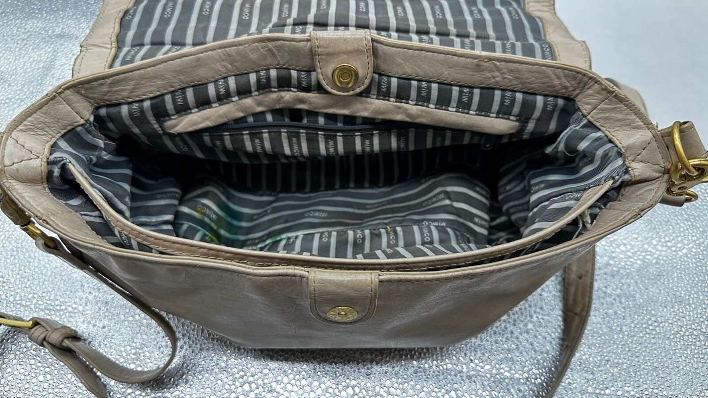 Mimco Brown Leather turnlock Bag In OK Condition
