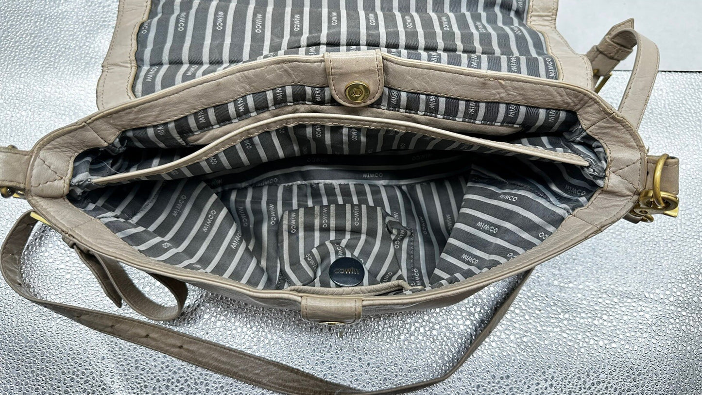 Mimco Brown Leather turnlock Bag In OK Condition