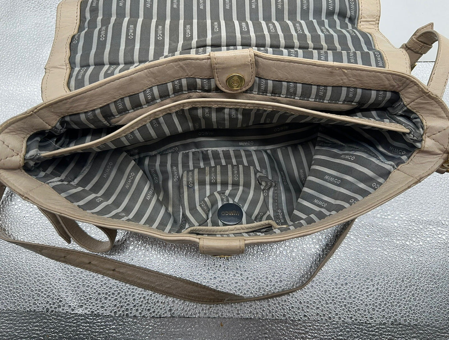 Mimco Brown Leather turnlock Bag In OK Condition