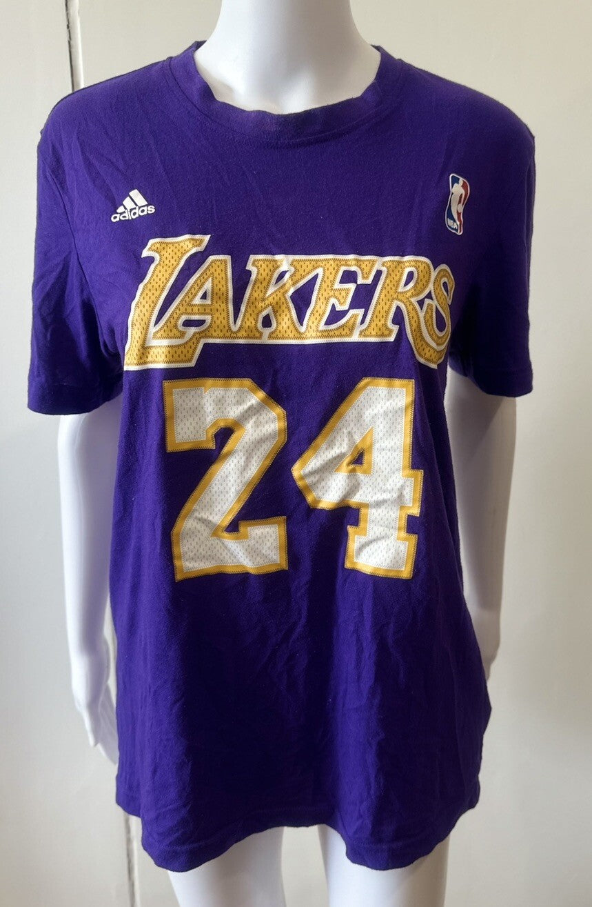 Adidas NBA Lakers Bryant 24 Short Sleeve Shirt Size Medium In GC 2951