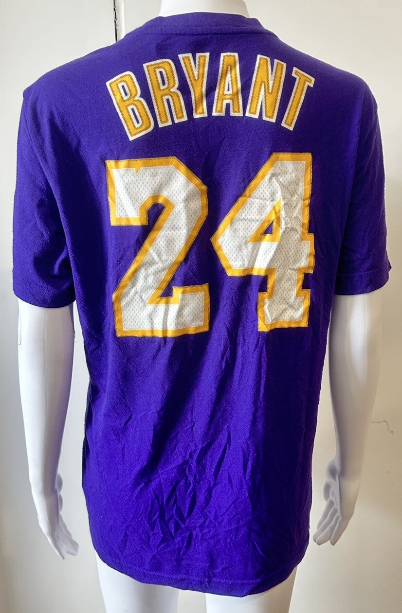 Adidas NBA Lakers Bryant 24 Short Sleeve Shirt Size Medium In GC 2951
