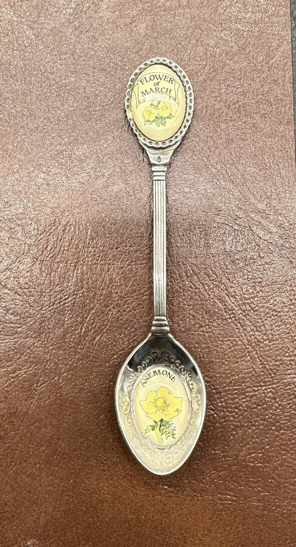 Souvenir Spoon Flower Of March, Anemone, Silver plated In OK Cond