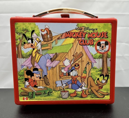 Vintage Mickey Mouse Club Plastic Lunch Box In OK Condition 8576