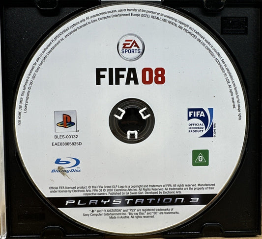 Ea Sport Fifa 08 Playstation 3 PS3 Game DISC ONLY In Good Condition 8343