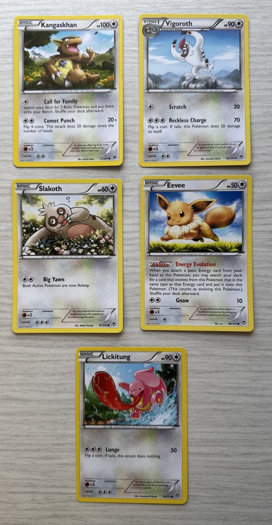 5 X Pokemon Normal Trading Cards Collection Random Years & Series 5085