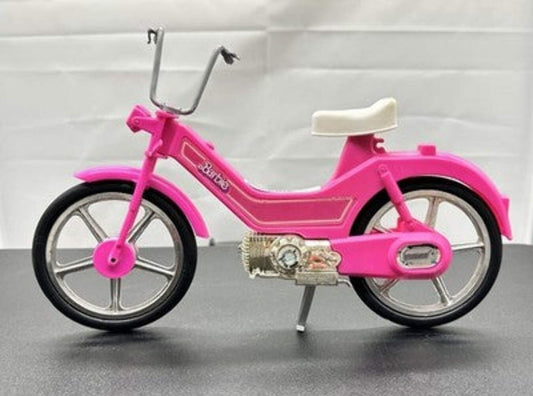 1983 Mattel Barbie Hot Pink Moped Scooter Motor Bike Bicycle Incomplete 9116