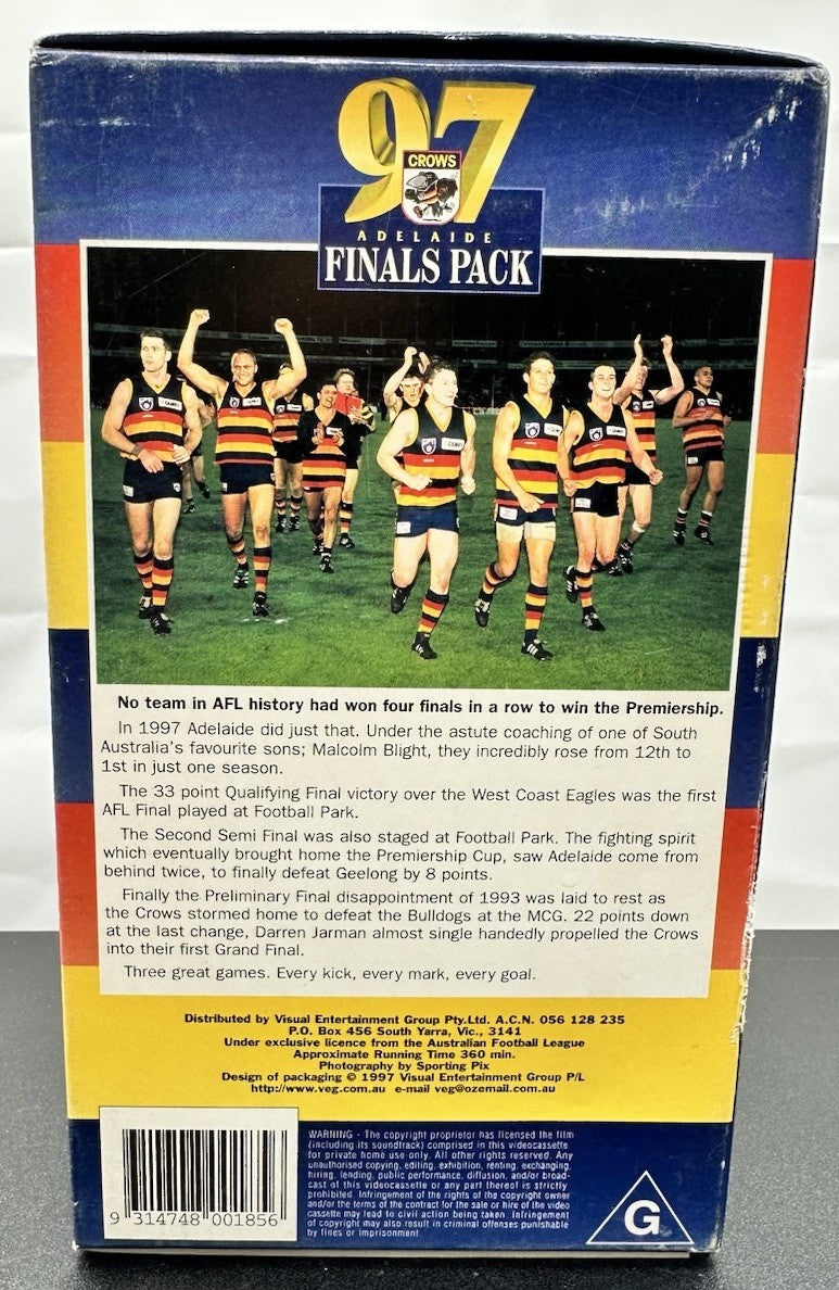 Adelaide Crows 1997 Finals Pack 3 VHS Box Set In Good Condition - 8614