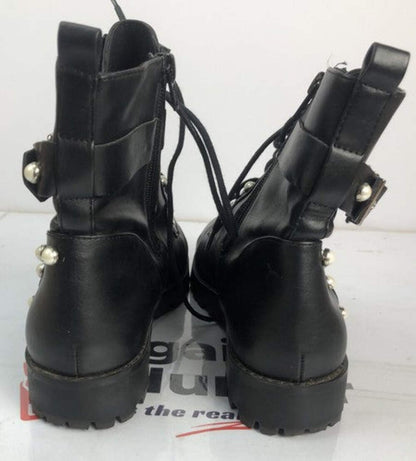 F22 Zara Kids Leather Boots Zip Up Black Size 37 In Great Condition