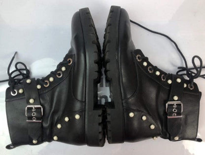 F22 Zara Kids Leather Boots Zip Up Black Size 37 In Great Condition