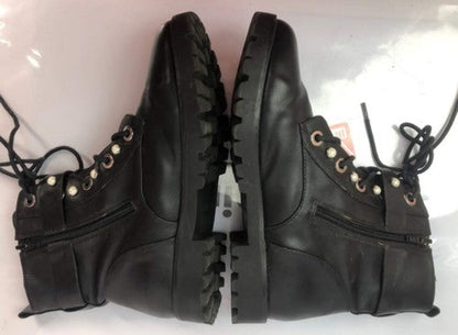 F22 Zara Kids Leather Boots Zip Up Black Size 37 In Great Condition