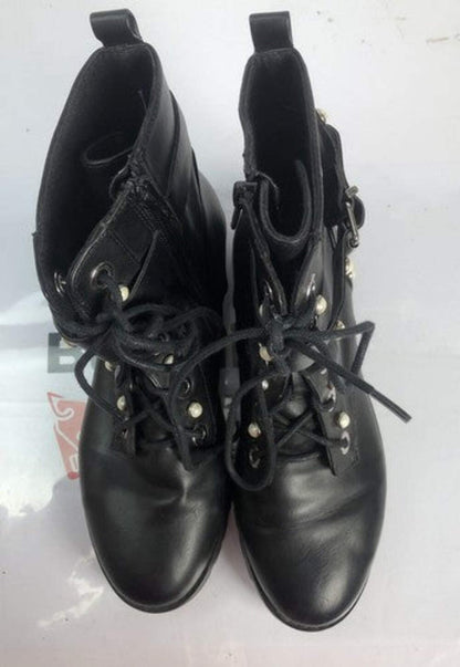 F22 Zara Kids Leather Boots Zip Up Black Size 37 In Great Condition