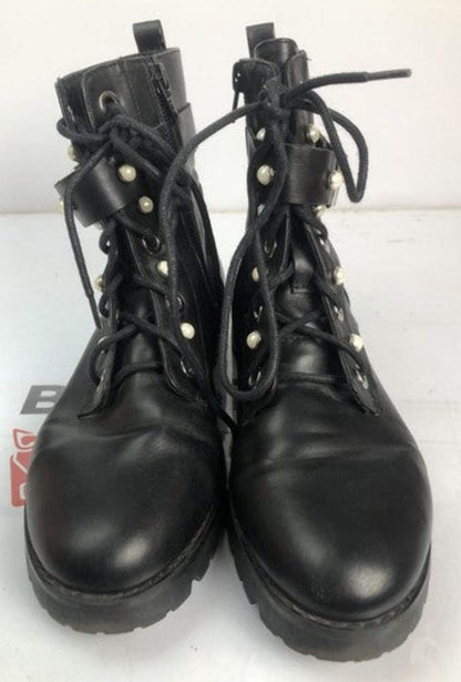 F22 Zara Kids Leather Boots Zip Up Black Size 37 In Great Condition