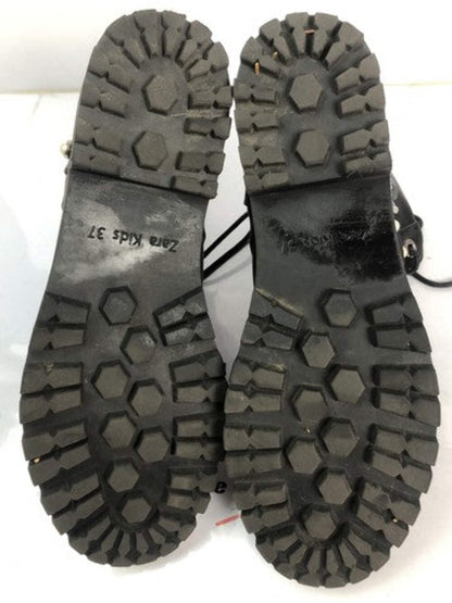 F22 Zara Kids Leather Boots Zip Up Black Size 37 In Great Condition