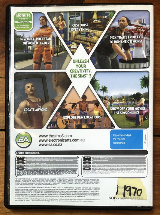 1970 The Sims 3  PC complete Game In Good Condition
