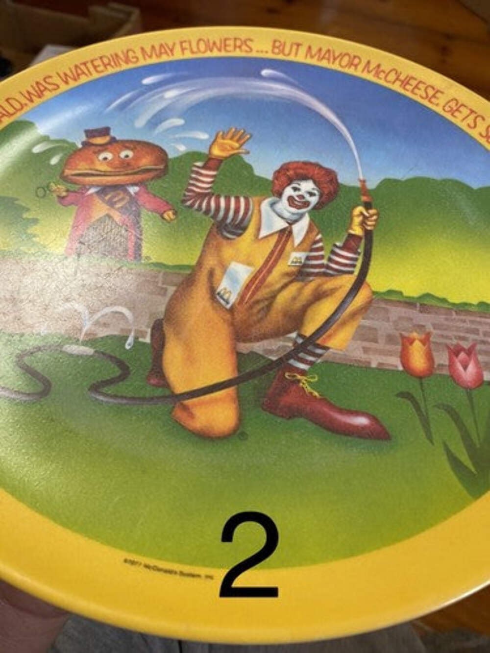 McDonalds Collector Plastic Plate 1977 vintage Ronald and Hamburglar +Free Post