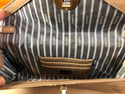M596 Mimco Handbag Purse Clutch Tan Brown In Good Condition + Free Post
