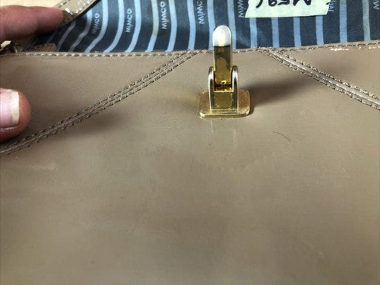M596 Mimco Handbag Purse Clutch Tan Brown In Good Condition + Free Post