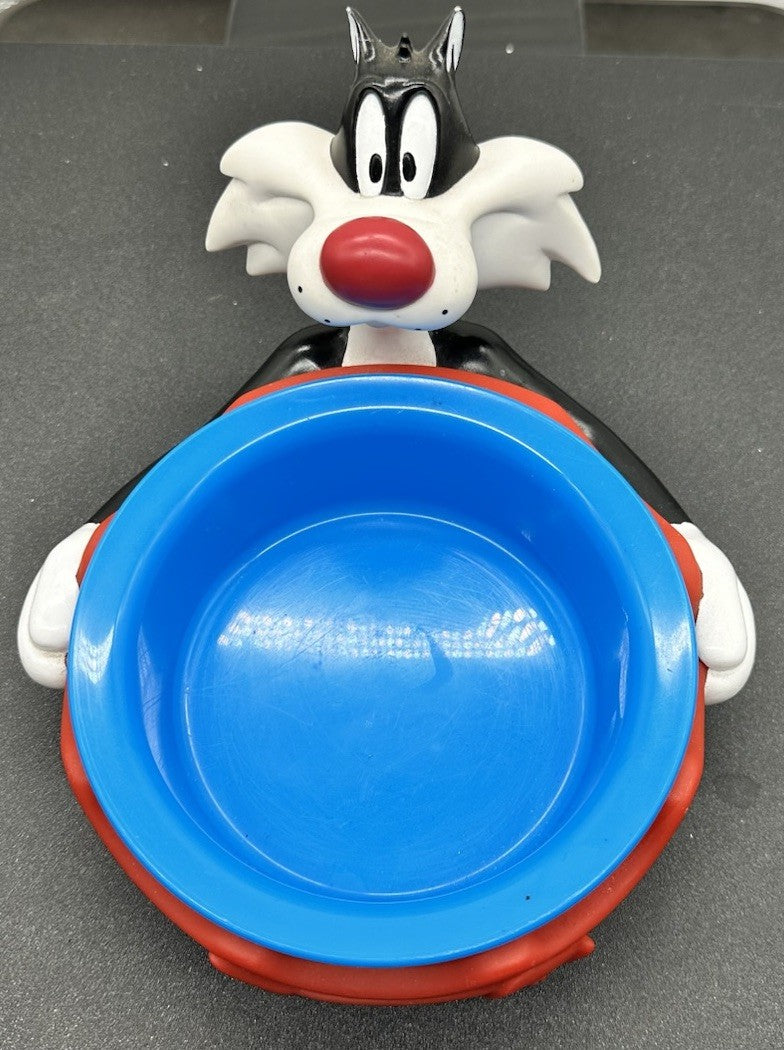 Vintage Looney Tunes Sylvester the Cat Pet Bowl Holder Applause With Bowl 8622