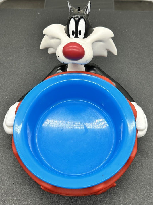 Vintage Looney Tunes Sylvester the Cat Pet Bowl Holder Applause With Bowl 8622