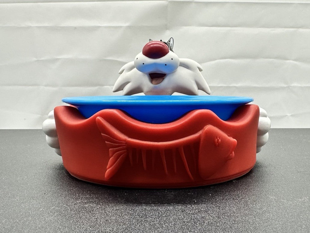 Vintage Looney Tunes Sylvester the Cat Pet Bowl Holder Applause With Bowl 8622