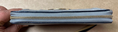 M686 Genuine Mimco Tan / Lilac Wallet Purse In Good Condition + Free Post