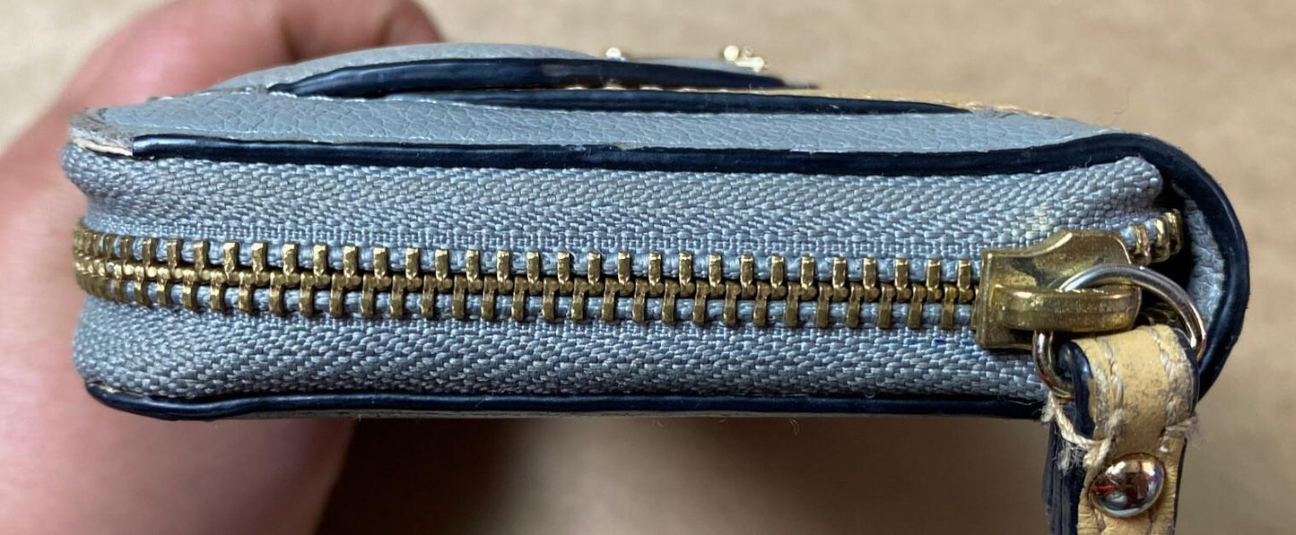 M686 Genuine Mimco Tan / Lilac Wallet Purse In Good Condition + Free Post