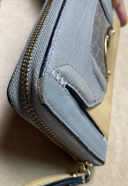 M686 Genuine Mimco Tan / Lilac Wallet Purse In Good Condition + Free Post
