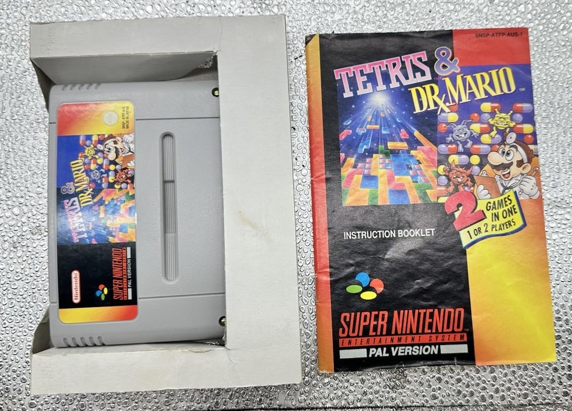 Tetris & Dr Mario Super Nintendo SNES AUS PAL Game Complete Damaged Box 10123