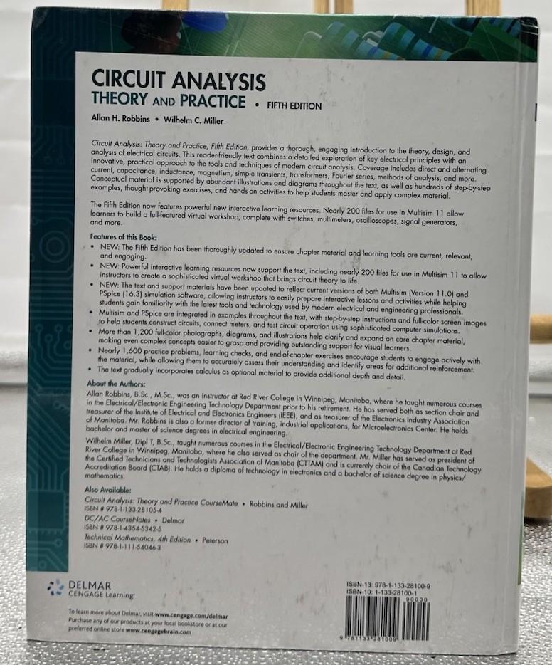 Circuit Analysis Theory And Practice Fifth Edition Alllan H. Robbins Text Book
