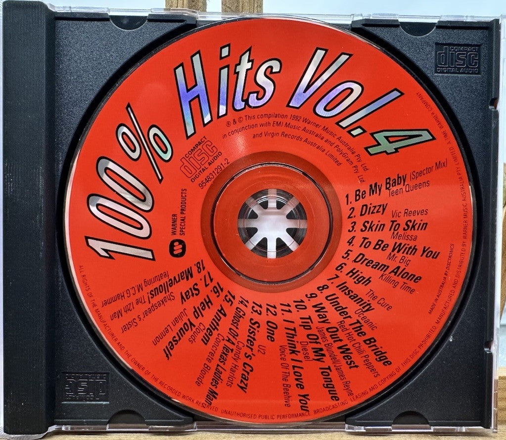 100% Hits Vol.4 Music CD In OK Condition Cracked Case Missing Front Insert 9570
