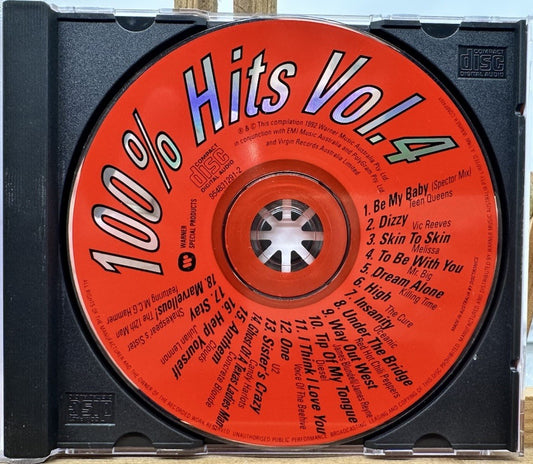 100% Hits Vol.4 Music CD In OK Condition Cracked Case Missing Front Insert 9570